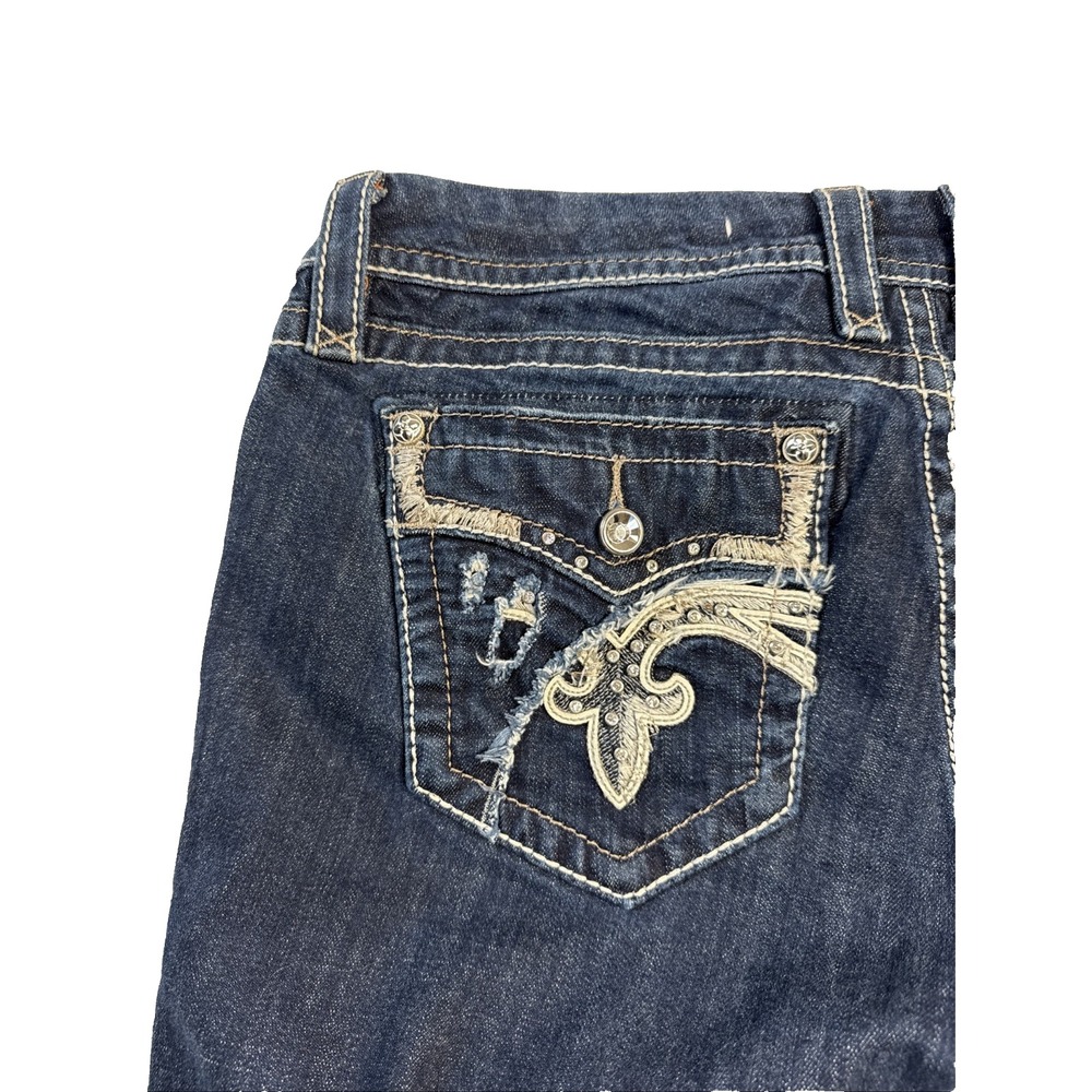 Rock Revival Rubella Easy Capri Women's 32 Distressed Embroidered Denim Jeans - Picture 2 of 14